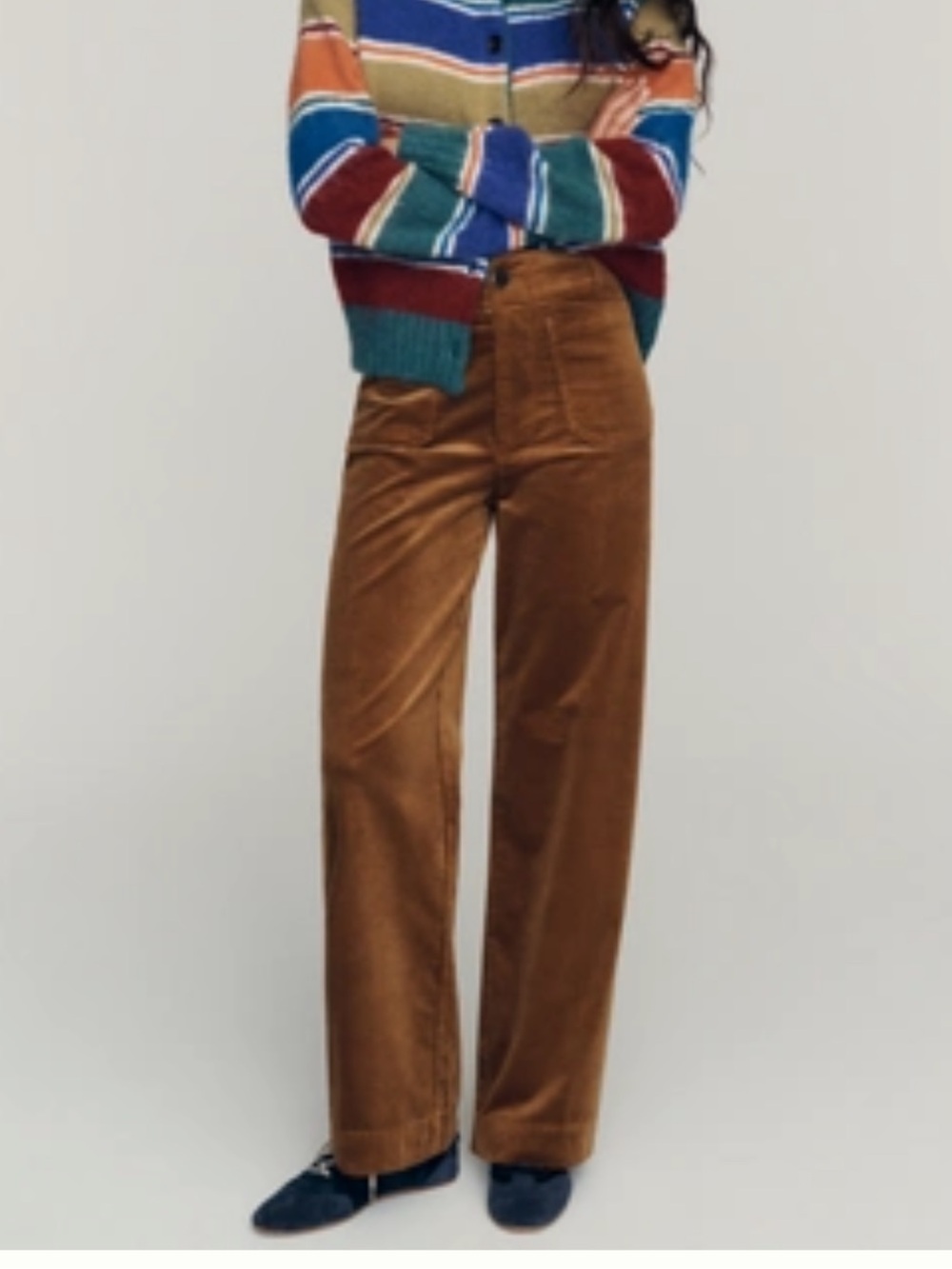 Maeve Wide-Leg Corduroy Pants in Gold